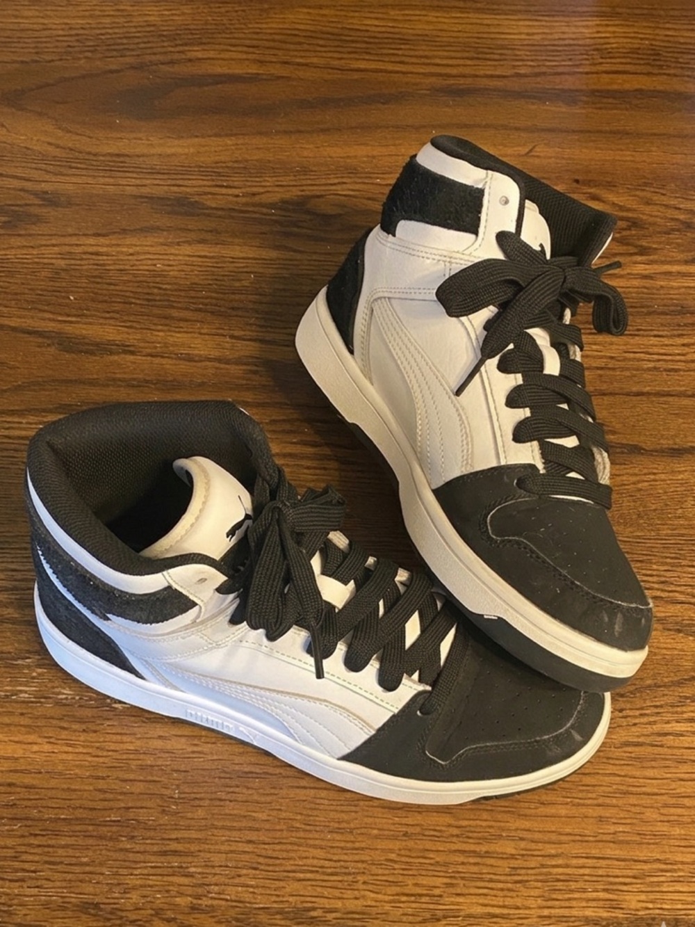 Puma Rebound LayUp Black White High Top Sneakers Men's 8.5 Women's 10 Panda